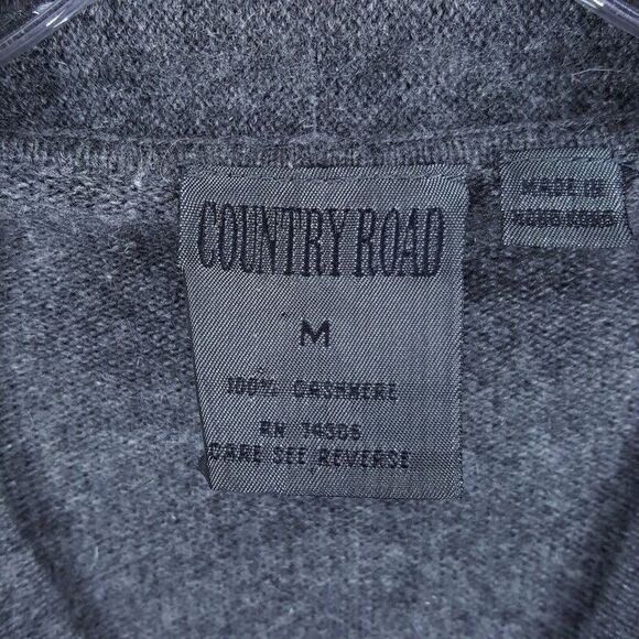 COUNTRY ROAD Sweater Womens Medium Gray Button Up Cardigan 100% Cashmere - Picture 2 of 7